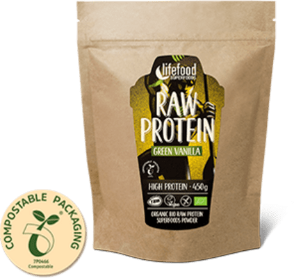 Lifefood Raw vanilkový proteín s mladým jačmeňom a Maco BIO 450g