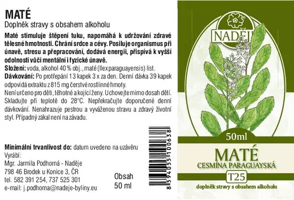 Náděje - Podhorná Maté tinktúra z byliny 50 ml