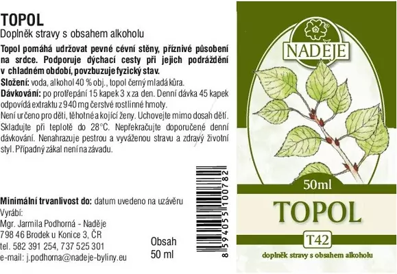 Náděje - Podhorná Topoľ tinktúra z byliny 50 ml