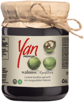 YAN Premium Zelené grécke orechy v sladkom náleve 300 g