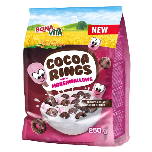Detské cereálie Cocoa Rings s marshmallows
