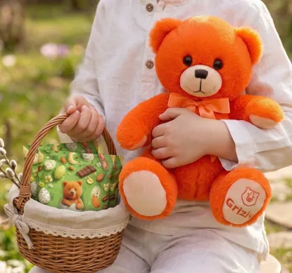 Detský veľkonočný set s plyšovým medvedíkom a výberom dobrôt