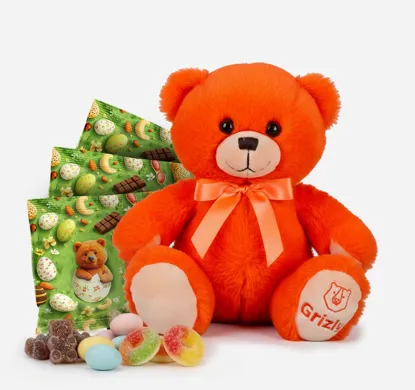 Detský veľkonočný set s plyšovým medvedíkom a výberom dobrôt