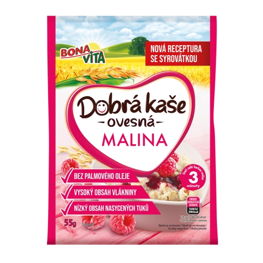 Dobrá kaša ovsená s malinami