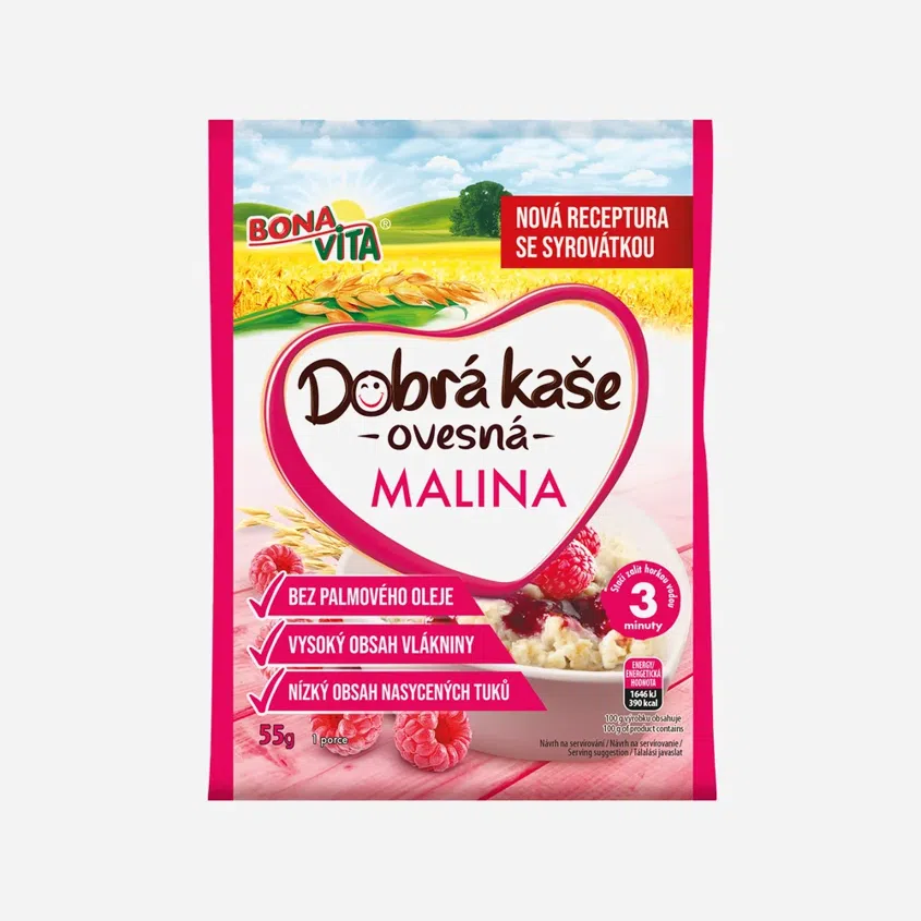 Dobrá kaša ovsená s malinami