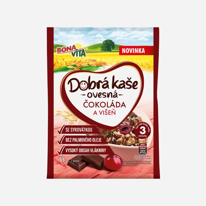 Dobrá kaša ovsená so srvátkou čokoláda a višňa