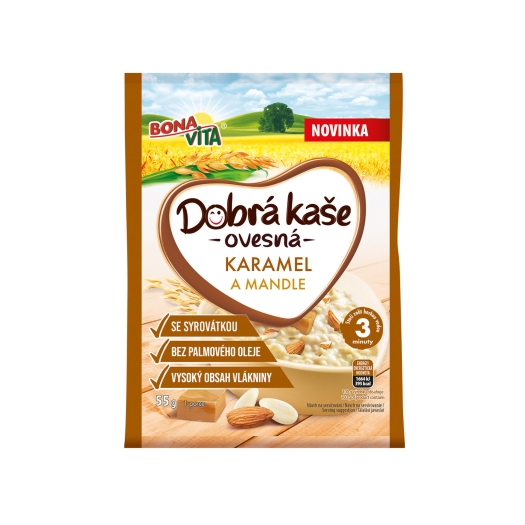 Dobrá kaša ovsená so srvátkou karamel a mandle