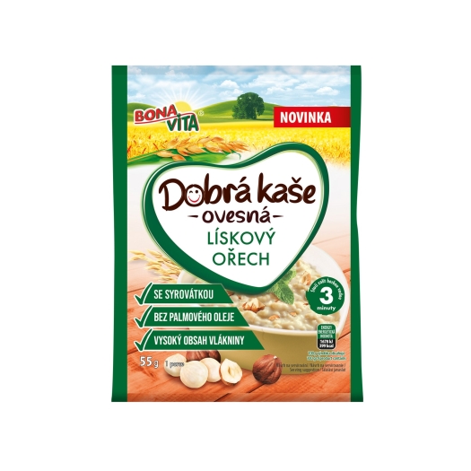 Dobrá kaša ovsená so srvátkou lieskový orech