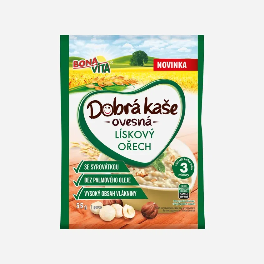 Dobrá kaša ovsená so srvátkou lieskový orech