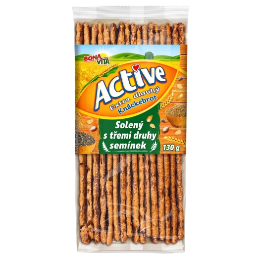 Extra dlhý knäckebrot solený s tromi druhmi semienok