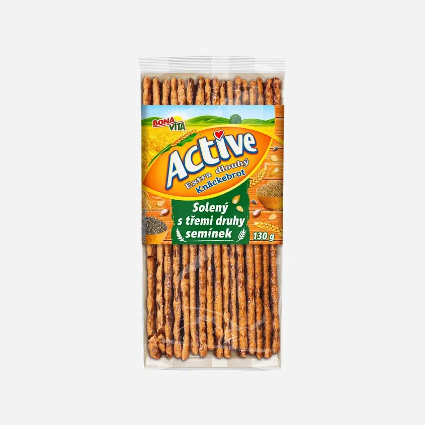 Extra dlhý knäckebrot solený s tromi druhmi semienok