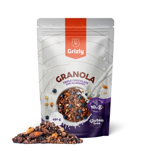 Granola horká čokoláda s čučoriedkami