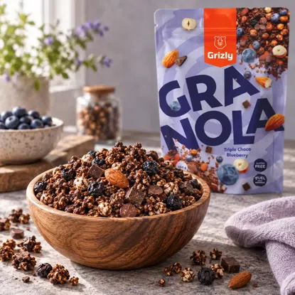 Granola horká čokoláda s čučoriedkami