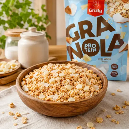 Granola s proteínom biela čokoláda a kokos