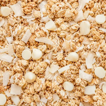 Granola s proteínom biela čokoláda a kokos
