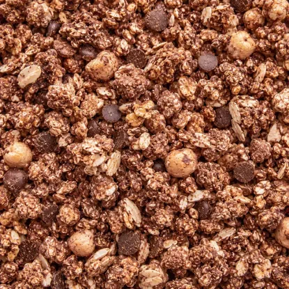 Granola s proteínom lieskový oriešok a datľová čoko