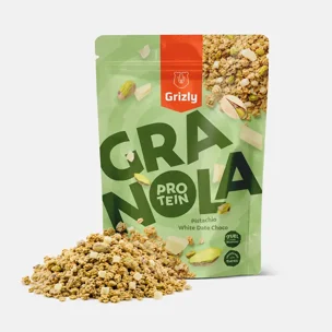 Granola s proteínom pistácie a biela datľová čoko