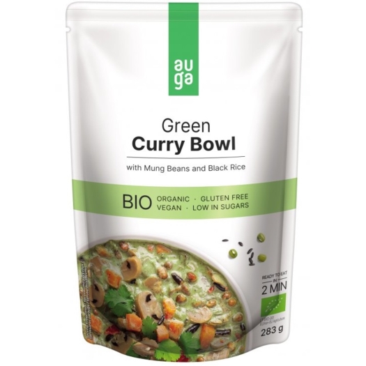 Green curry bowl – so zeleným karí korením, fazuľami mungo a čiernou ryžou BIO