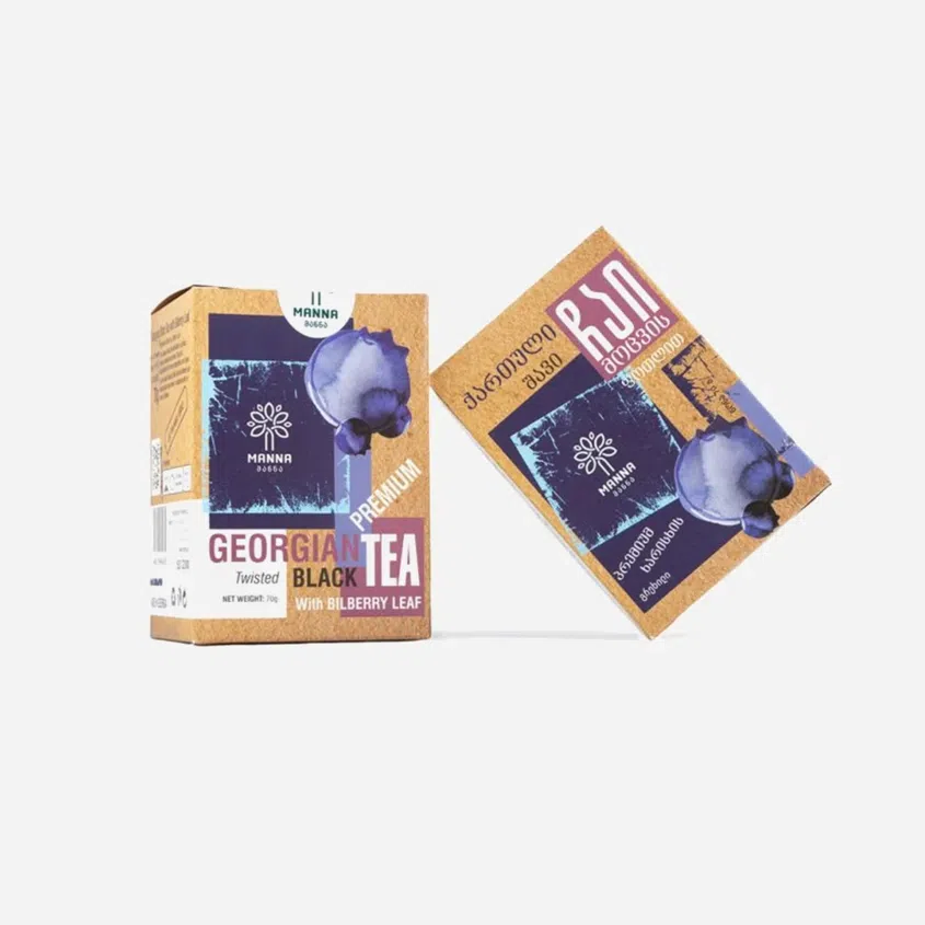 Gruzínsky čaj Čierny s listom čučoriedky sypaný