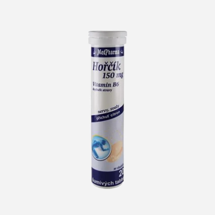 Horčík 150 mg + vit B6, 20 šum. tablet