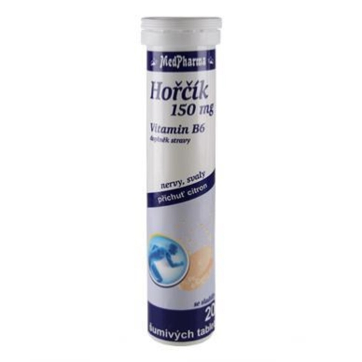 Horčík 150 mg + vit B6, 20 šum. tablet