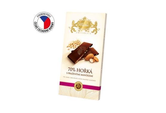 Horká čokoláda 70% s praženými mandľami
