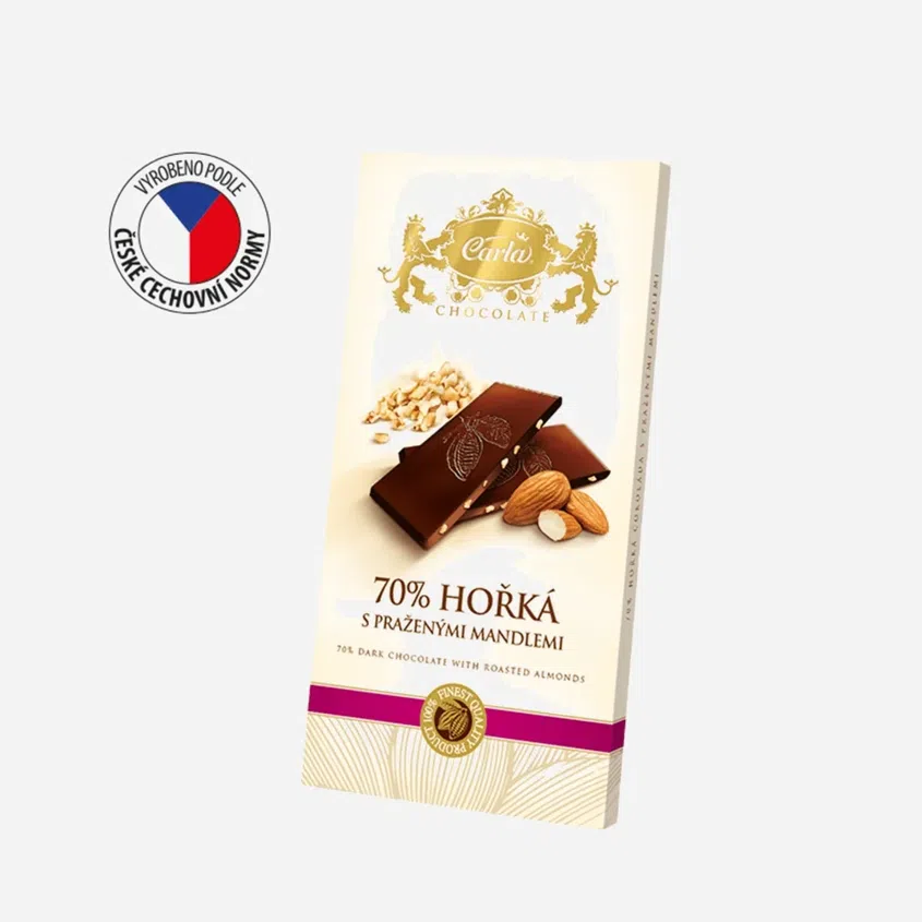 Horká čokoláda 70% s praženými mandľami