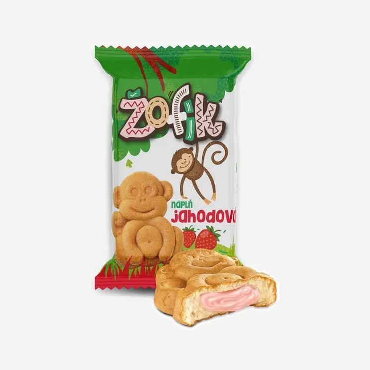 Jemné pečivo s jahodovou náplňou