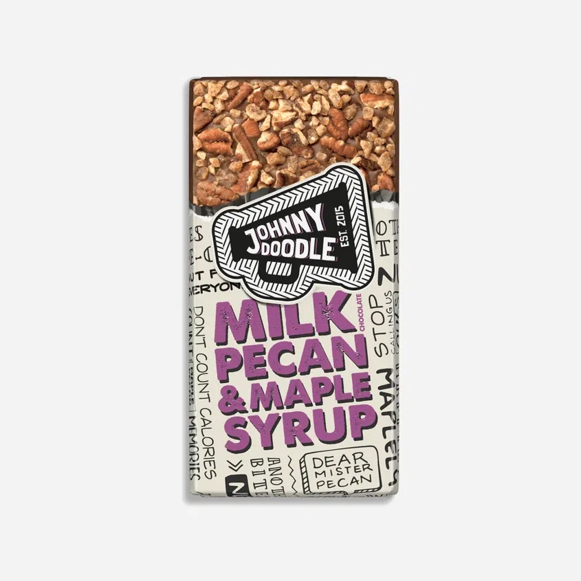 Johny Doodle Mliečna čokoláda, pekanové orechy a javorový sirup