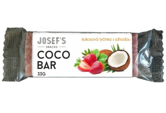 Josef 's snacks Kokosová tyčinka s lyofilizovanou jahodou