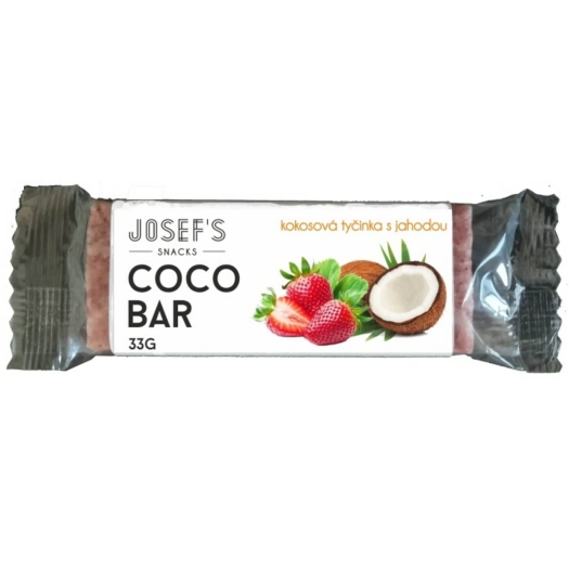 Josef 's snacks Kokosová tyčinka s lyofilizovanou jahodou