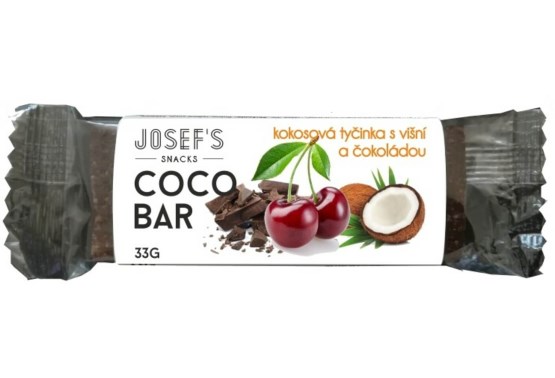 Josef 's snacks Kokosová tyčinka višňa a čokoláda