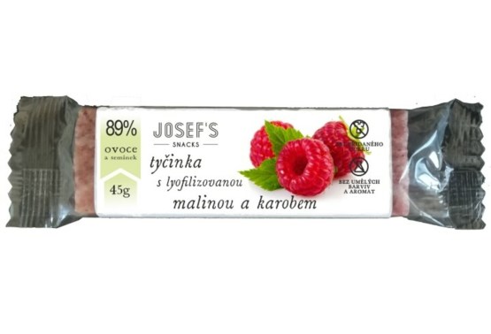 Josef 's snacks Ovocná tyčinka s lyofilizovanou malinou a carob