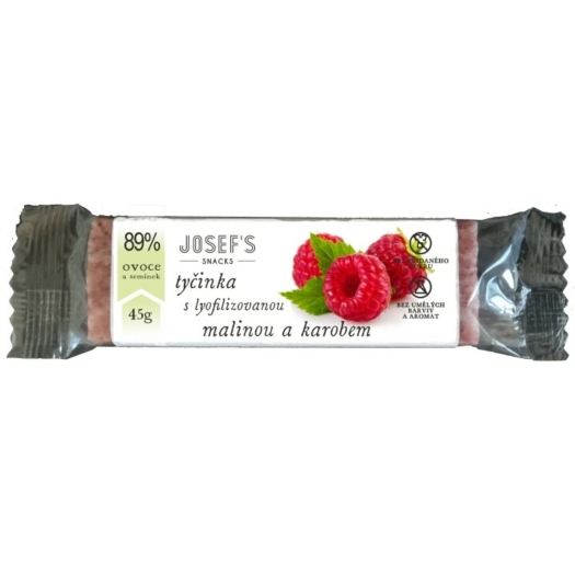 Josef 's snacks Ovocná tyčinka s lyofilizovanou malinou a carob