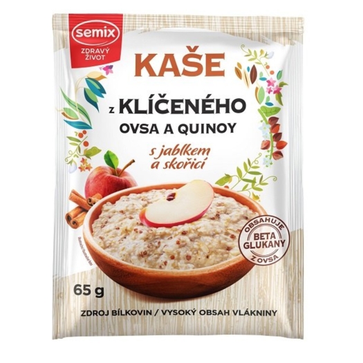 Kaša z klíčeného ovsa a quinoa s jablkom a škoricou bez lepku