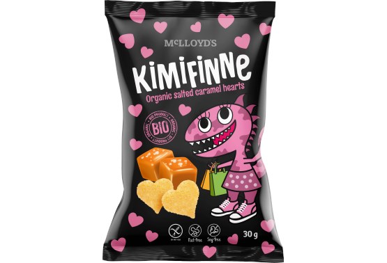 Kimifinne Snack srdiečka slaný karamel BIO