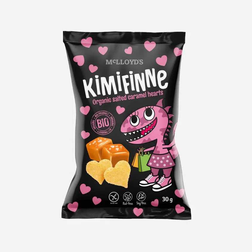 Kimifinne Snack srdiečka slaný karamel BIO