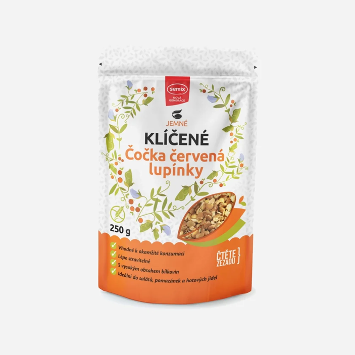 Klíčené šošovica červená lupienky