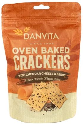 Krehké pšeničné krekry so syrom čedar a semienkami