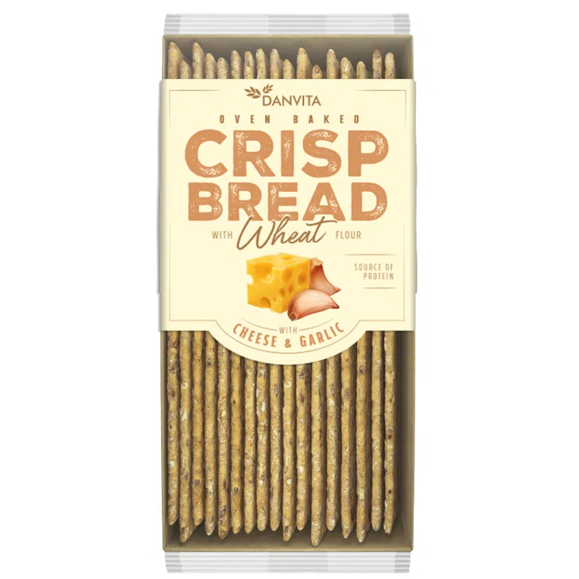 Krehké pšeničné plátky so syrom a cesnakom