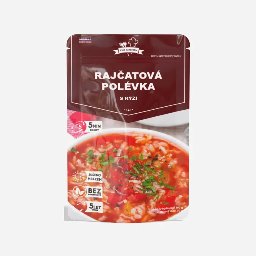 Lyofilizovaná paradajková polievka s ryžou