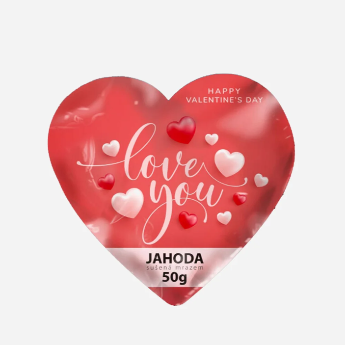 Lyofilizované jahody - veľké červené srdiečko Valentín