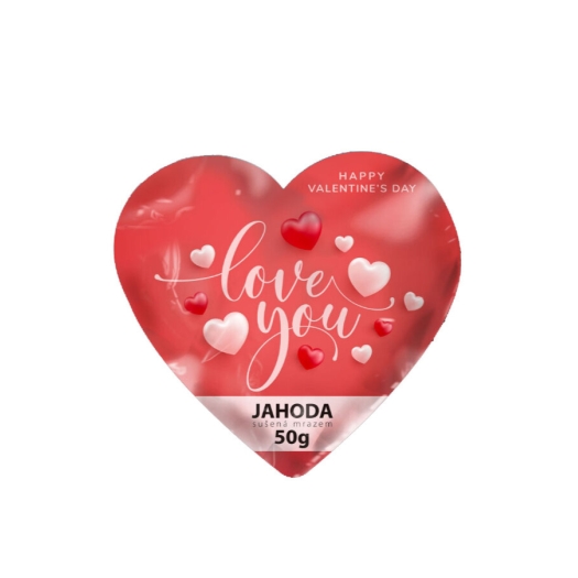 Lyofilizované jahody - veľké červené srdiečko Valentín