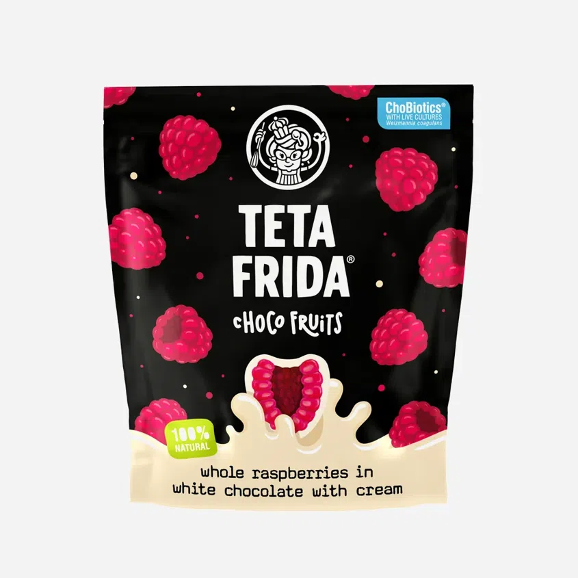 Lyofilizované maliny v bielej čokoláde