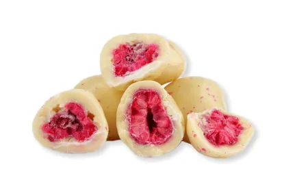 Lyofilizované maliny v jogurtovej čokoláde