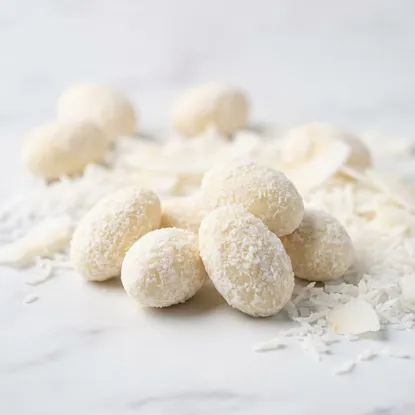 Mandle v bielej čokoláde s kokosom