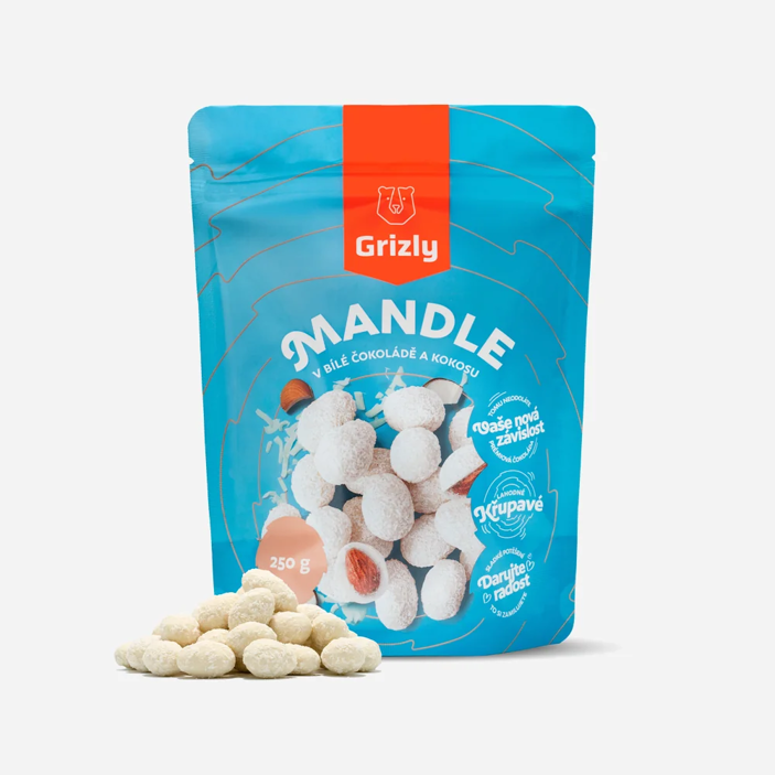 Mandle v bielej čokoláde s kokosom