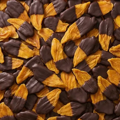 Mango plátky polomáčané v horkej čokoláde