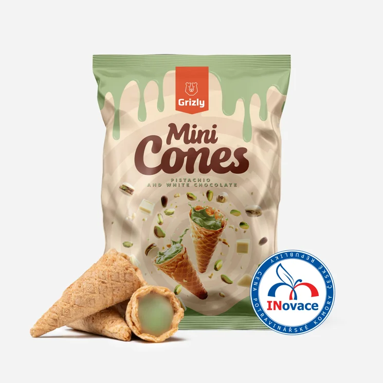 Mini kornútky pistácie a biela čokoláda