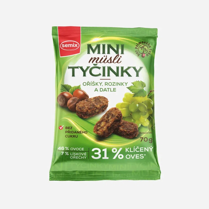 Mini müsli tyčinky s orieškami bez lepku